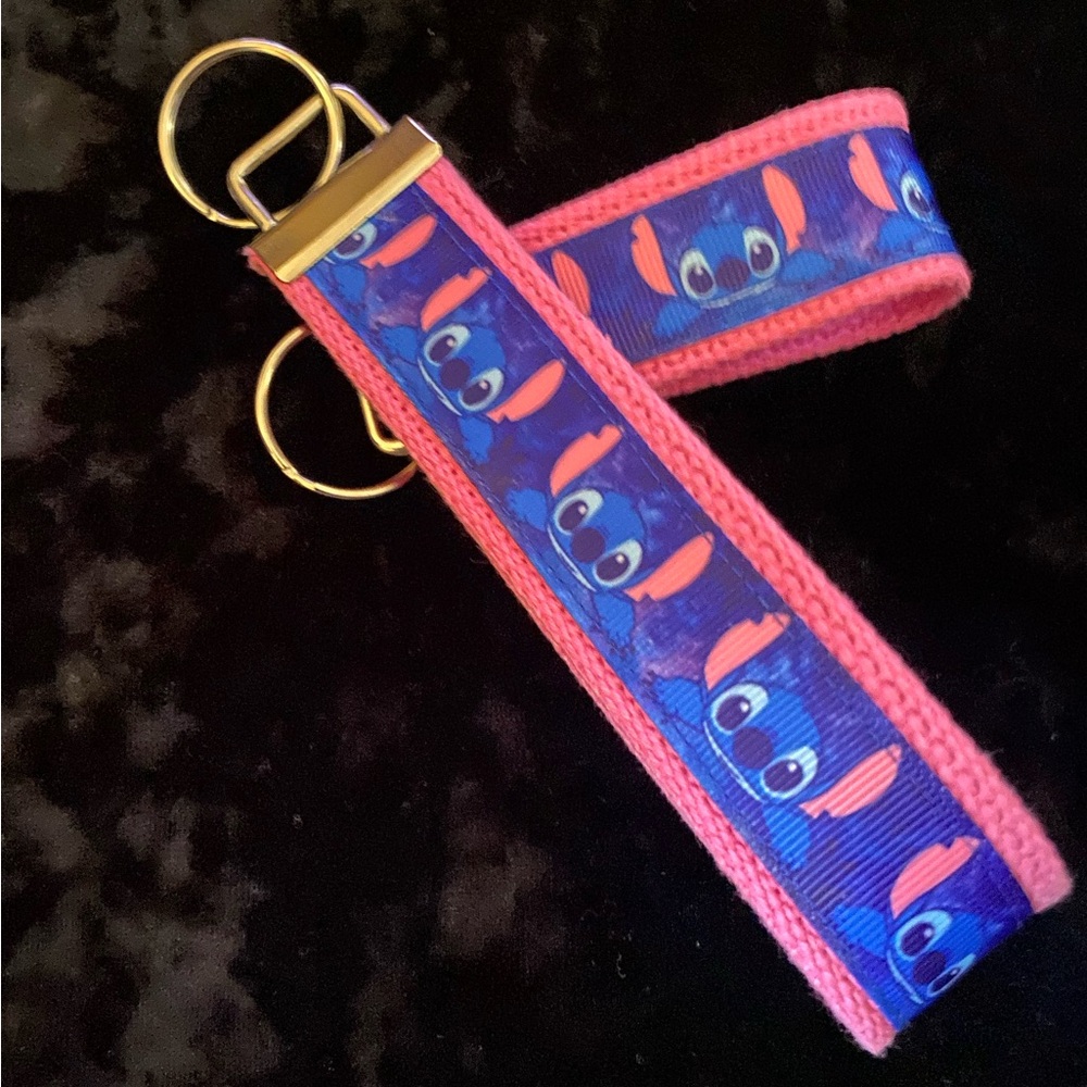 Blue and Pink Stitch Keychain